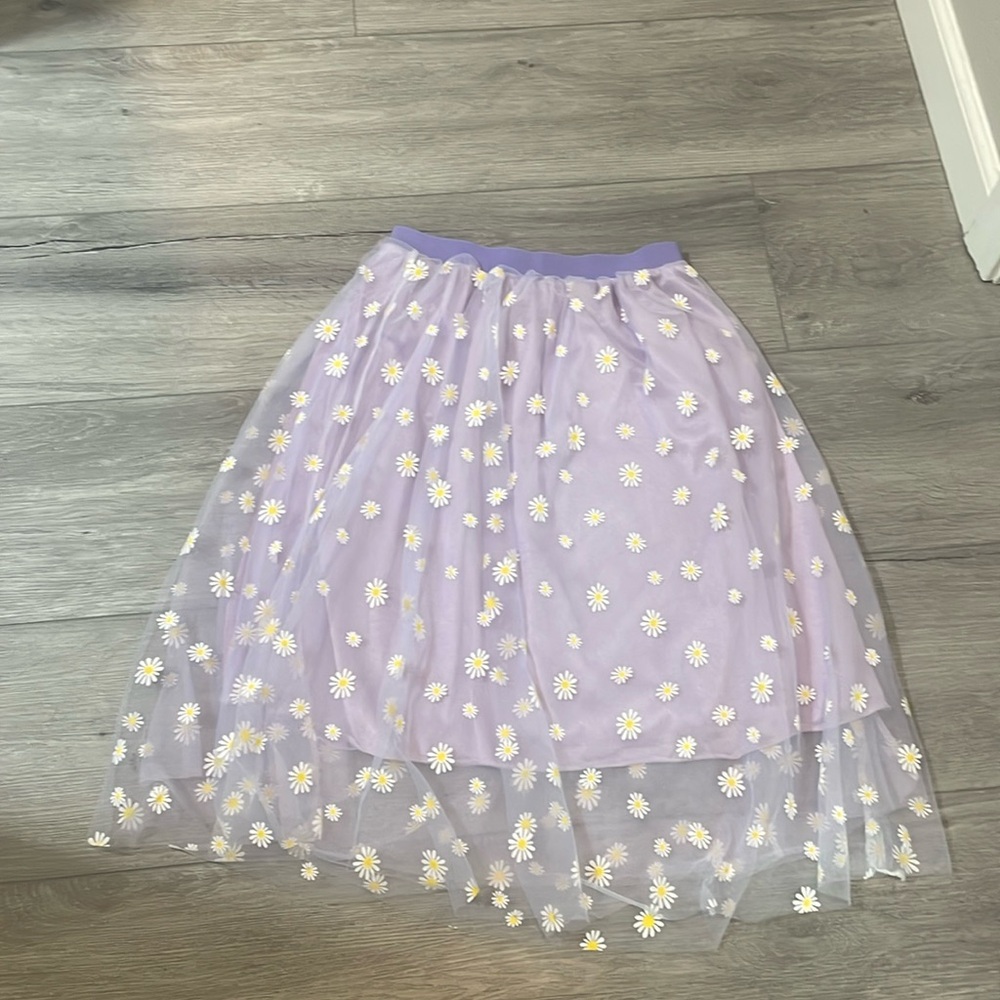 Girly lavender and daisy tulle skirt